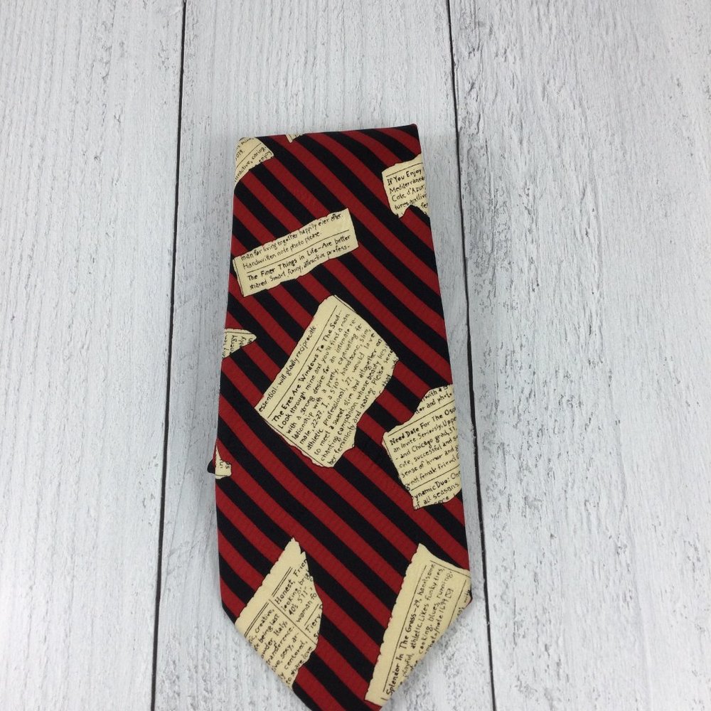 Nicole Miller 1994 Want Ads Red Tie - Picture 3 of 5